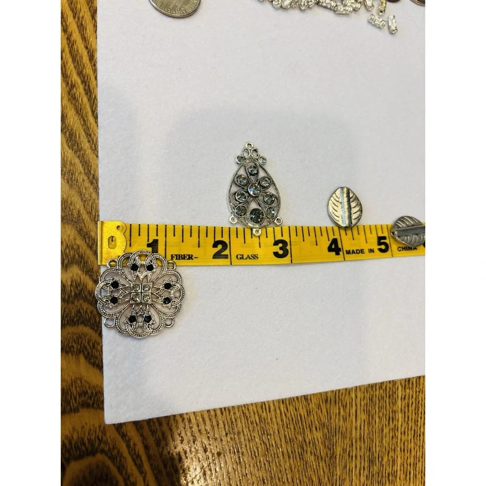 Lot Of Pewter & Other Jewelry Making Supplies Beading Beads Tube Beads Pendants